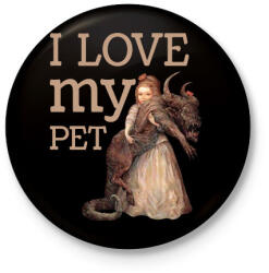printfashion I love my pet - Kitűző, hűtőmágnes - Fekete (7075466)