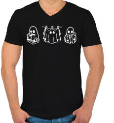 printfashion Szellemkék - Férfi V-nyakú póló - Fekete (16327294)