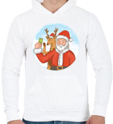 printfashion Télapó szelfi - Férfi kapucnis pulóver - Fehér (4163219)