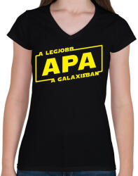 printfashion legjobb-apa-star-wars-solo - Női V-nyakú póló - Fekete (986348)