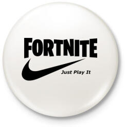 printfashion Fortite Just Play It Fekete - Kitűző, hűtőmágnes - Fehér (3077622)