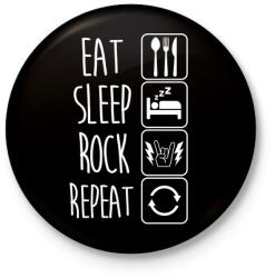 printfashion Eat Sleep Rock Repeat - Kitűző, hűtőmágnes - Fekete (3096572)