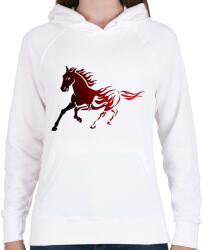 printfashion Tüzes ló - Női kapucnis pulóver - Fehér (1725483)