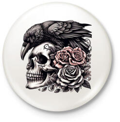 printfashion Koponya - Kitűző, hűtőmágnes - Fehér (15175329)