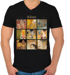 printfashion Klimt - részletek - Férfi V-nyakú póló - Fekete (11899544)