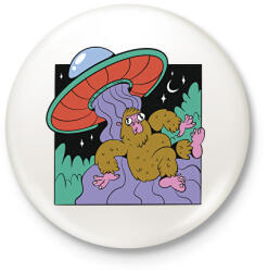 printfashion Yeti és az Ufo - Kitűző, hűtőmágnes - Fehér (6140515)