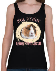 printfashion Igen, beszélek tengerimalacul - Női atléta - Fekete (7091815)