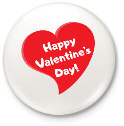printfashion Happy Valentine's Day - Kitűző, hűtőmágnes - Fehér (12069418)