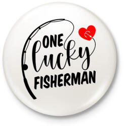 printfashion Horgász páros - egy szerencsés horgász - Kitűző, hűtőmágnes - Fehér (6066420)