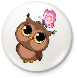 printfashion bagoly - Kitűző, hűtőmágnes - Fehér (16007665)