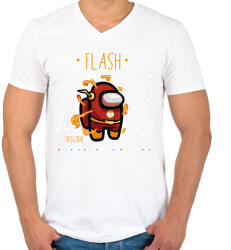 printfashion Among us Flash premium skin set - Férfi V-nyakú póló - Fehér (4204531)