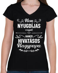 printfashion Hivatásos nagypapa - Női V-nyakú póló - Fekete (9063025)