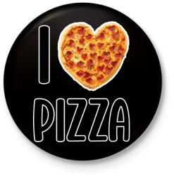 printfashion I love pizza - Kitűző, hűtőmágnes - Fekete (9405677)