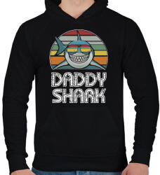 printfashion Daddy shark - Férfi kapucnis pulóver - Fekete (1199182)