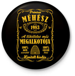 printfashion Prémium méhész - Évszámmal - Kitűző, hűtőmágnes - Fekete (13171971)