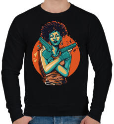 printfashion Lány pisztollyal Gangster girl - Férfi pulóver - Fekete (11370532)