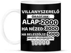 printfashion Villanyszerelő óradíjak - Bögre - Fekete (9400676)