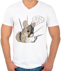 printfashion Feed me - Chinchilla - Férfi V-nyakú póló - Fehér (10953935)