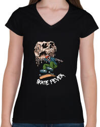 printfashion Skate fever - Női V-nyakú póló - Fekete (14634453)