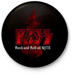 printfashion kiss band - Kitűző, hűtőmágnes - Fekete (3100703)