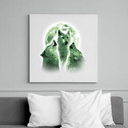 printfashion Farkasok és a hold - Vászonkép - Fehér (11656958)