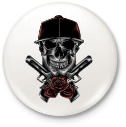 printfashion Skull - Kitűző, hűtőmágnes - Fehér (3087833)
