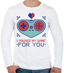 printfashion Valentin napi gamer - Férfi hosszú ujjú póló - Fehér (6100384)