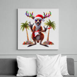 printfashion Vicces ausztrál karácsonyi rocker party kenguru - Mikulás ruhában - Vászonkép - Fehér (15236136)