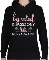printfashion Hello menyasszony - Női kapucnis pulóver - Fekete (5374559)