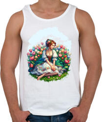 printfashion Magyar lány tulipánok közt - Férfi atléta - Fehér (15885705)