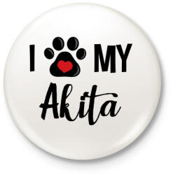 printfashion I love my Akita! - Kitűző, hűtőmágnes - Fehér (4840212)