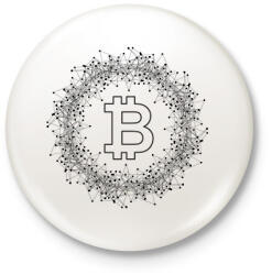 printfashion Bitcoin - Kitűző, hűtőmágnes - Fehér (15830045)