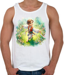 printfashion Kisfiú népviseletben a tavaszi virágos réten - Férfi atléta - Fehér (15987569)