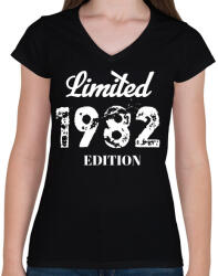 printfashion 1982 - Női V-nyakú póló - Fekete (4556588)