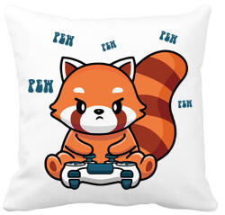 printfashion Gamer vörös panda - Párnahuzat, Díszpárnahuzat - Fehér (13329354)