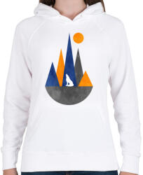 printfashion Farkas és hegyek 2 - Női kapucnis pulóver - Fehér (5231913)