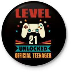 printfashion 21 éves gamer - Kitűző, hűtőmágnes - Fekete (3097083)