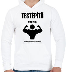 printfashion Testépítő vagyok - Férfi kapucnis pulóver - Fehér (5384595)
