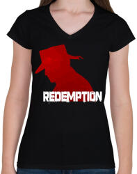 printfashion Read Dead Redemption - Női V-nyakú póló - Fekete (1736349)
