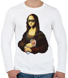 printfashion Mona lisa kebebbal - Férfi hosszú ujjú póló - Fehér (5483509)