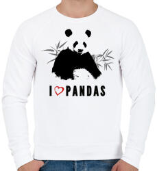 printfashion I LOVE PANDAS - Férfi pulóver - Fehér (1361647)