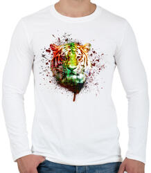 printfashion absztrakt tigris arc - Férfi hosszú ujjú póló - Fehér (1683142)