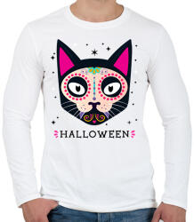 printfashion HALLOWEEN MACSKA - Férfi hosszú ujjú póló - Fehér (10457785)