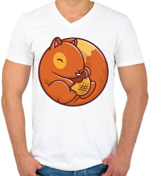 printfashion Mókus makkal - Férfi V-nyakú póló - Fehér (13550568)
