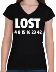 printfashion LOST - Női V-nyakú póló - Fekete (10843440)