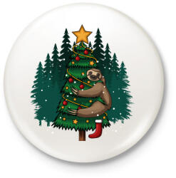 printfashion Karácsonyi lajhár - Kitűző, hűtőmágnes - Fehér (5627714)