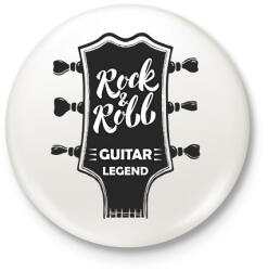 printfashion Rock & Roll - Guitar legend - Kitűző, hűtőmágnes - Fehér (6374292)
