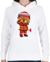 printfashion Tűzoltó maci - Női kapucnis pulóver - Fehér (9476402)