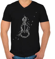 printfashion Hegedű - Férfi V-nyakú póló - Fekete (9177358)