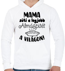 printfashion Mama süti a legjobb almáspitét a világon! - Férfi kapucnis pulóver - Fehér (16570147)